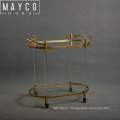 Mayco Brass Gold Finished Acrylic Rolling Serving Bar Cart with Tempered Glass and 4 Locking Caster Wheels for Easy Mobility